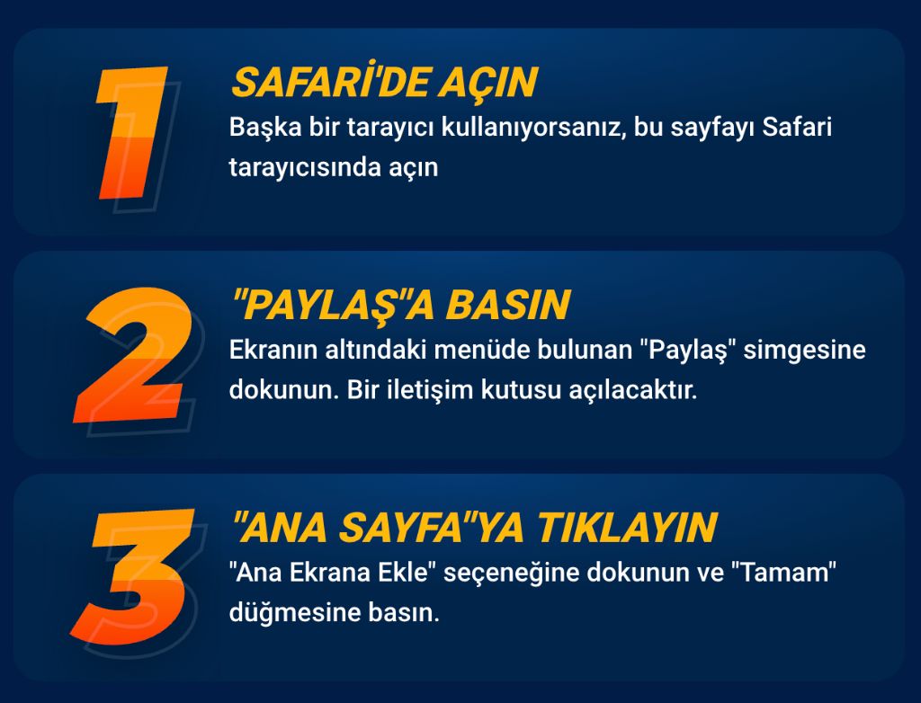Mostbet iOS kurulum adımları, Safari, paylaş ve ana ekrana ekle