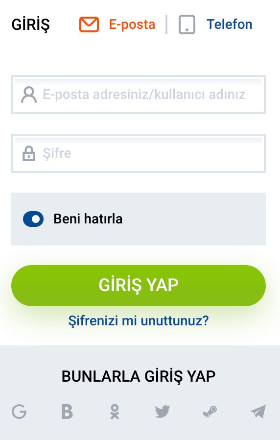 Mostbet giriş formu, e-posta ve telefon ile giriş ekranı